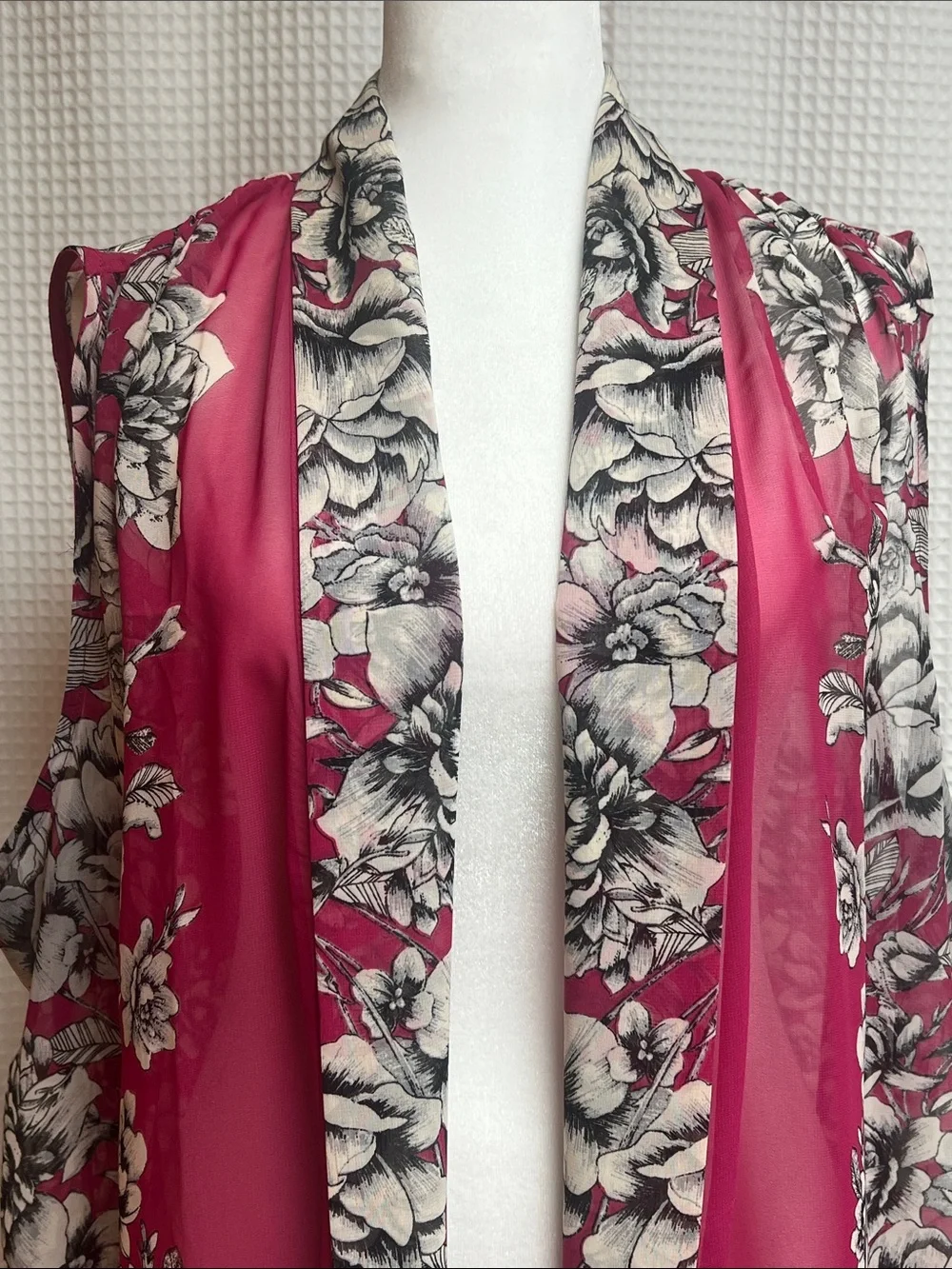 Susan Graver set of 3 open front sleeveless flowy chiffon colorful vests-1X
